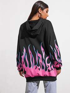 Sudadera con Capucha Personalizable para Mujer, Corte Holgado, Manga Larga, Color Sólido, Estilo Urbano, Invierno, Estampada, Transpirable, Forro de Felpa de Algodón - Product Image 3