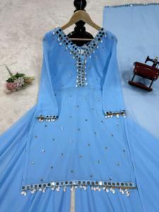 Conjunto de Kurti Anarkali de Georgette Bordado, Listo para Usar, Estilo Indio, con Dupatta, para Mujeres y Niñas, Ideal para Bodas y Fiestas - Product Image 5