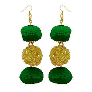 Tip Top Fashions Boucles d'oreilles en fil de pompon vert 1308347F Modèle Accessoire de mode élégant - Product Image 1