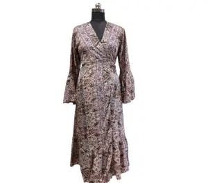 New Indian Silk Saree Dress Manufacturer Custom Clothing Women's Long Fashion Dresses Bohemian Beachwear Wrap Summer Dress