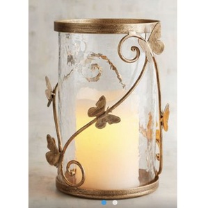 Portavelas Votivo Redondo de Hierro con Acabado en Cobre para Decoración del Hogar e Iluminación Navideña, Portavelas de Mesa - Product Image 4