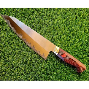 Coltello da Chef in acciaio al carbonio fatto a mano personalizzato con manico in legno <span class=keywords><strong>Pukka</strong></span> e guaina in pelle pregiata coltello da Chef damasco - Product Image 3