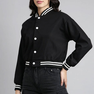 Última llegada de la fábrica de venta al por mayor de las mujeres Varsity chaqueta recortada Boxy de moda Varsity chaqueta en el precio barato - Product Image 4