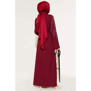 Abaya avec Manches Ornées de Pierre Bordeaux - Product Image 3