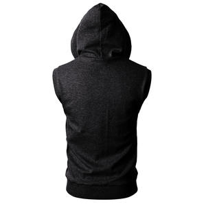 Gran oferta sudaderas con capucha de gimnasio de algodón sin mangas con cremallera negra para mujer - Product Image 2