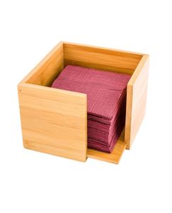 Servilletero de cóctel de bambú Servilletero de madera-Color natural-5 pulgadas-Dispensador de servilletas de cóctel cuadrado - Product Image 4