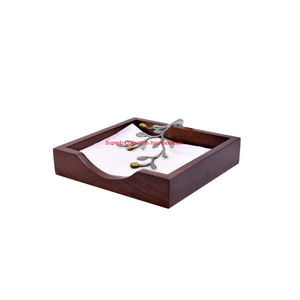 Porte-serviettes créatif en bois massif avec ornement en feuille d'or pour boîte à mouchoirs en bois moderne faite à la main pour la maison et le restaurant - Product Image 4