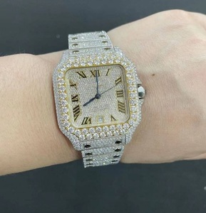 VVS Moissanite oro blanco cuadrado brillante diamante de lujo para reloj suizo banda de acero inoxidable para hombres regalo Hip Hop coleccionar - Product Image 1