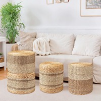 Pouf en herbe de mer compressée, tissage à la main, tabouret en herbe de mer, poufs, ottomanes, tabourets, vente en gros d'usine