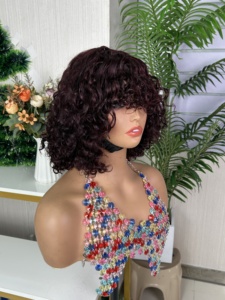 100% Virgin Raw Hair High Density Fringe water <b>wig</b> no <b>lace</b> frontal <b>wig</b> - Product Image 4