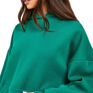 Hot Selling 100% Cotton Fleece Women's Oversized Long <b>Pullover</b> Tracksuit Custom Logo Casual Solid Pattern Winter Season Suitable - Product Image 5