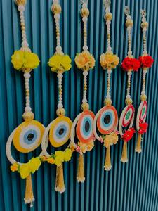 Adorno de Pared Hecho a Mano con Ojo Turco, Decoración de Pared con Flores Artificiales y Borlas |   Decoración Festiva de Protección Vastu - Product Image 6