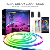 Bande lumineuse LED néon RVB adressable 5V USB WS2812B 360 LED, contrôle intelligent par application Bluetooth, synchronisation musicale, tube flexible pour enseignes intérieures