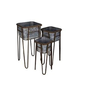 Lot de trois jardinières rectangulaires en métal galvanisé avec supports Lits de jardin surélevés pour l'extérieur et le patio - Product Image 5