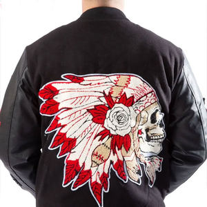 Chaqueta universitaria con letras de lana personalizada de alta calidad para hombre, cuero Real con cuello con capucha, bordado ligero de felpa suelta para invierno - Product Image 2