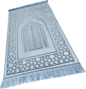 Kualitas baik grosir antiselip tikar doa islam Muslim karpet ibadah warna solid tikar cetak buatan khusus