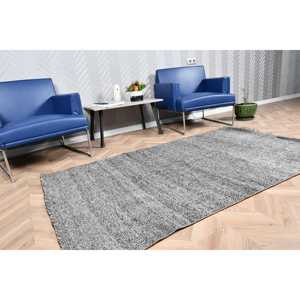 Tapis Kilim turc 4,1x6,7 pieds, gris noir à pois, tapis vintage en laine - Product Image 3