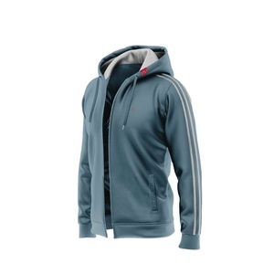 เสื้อสเวตเตอร์ลำลองมีฮู้ดสำหรับผู้ชายเสื้อสเวตเตอร์แขนยาวแบบสวมหัวมีกระเป๋าซิปสำหรับ280gsm ผ้าถักทรงพอดีตัวผ้าโพลีเอสเตอร์ - Product Image 6