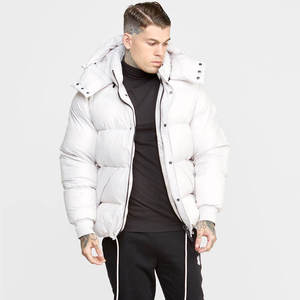 Custom Logo Men's Polyester Fiber <b>Puffer</b> <b>Jacket</b> Removable Hood Waterproof Breathable Windproof Reversible Plus Size Winter - Product Image 3
