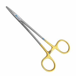 Fórceps de soporte de aguja Webster de medio oro 2024 con insertos de carburo de tungsteno fórceps quirúrgicos de acero metálico fórceps de laboratorio Dental - Product Image 5