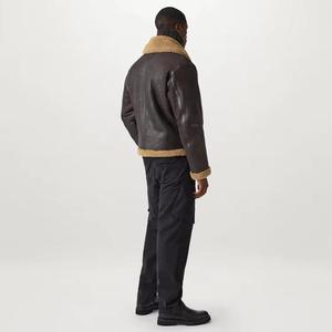 เสื้อโค้ทหนังแท้ตัวยาวกันลมสำหรับผู้ชาย, เสื้อโค้ทหนังแท้แฟชั่นบุขนหนาสำหรับฤดูหนาว - Product Image 5