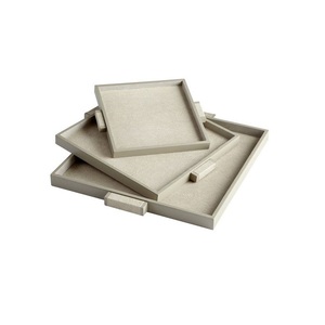 Bằng Gỗ Và Da Sô Cô La Phục Vụ Khay Bộ Hai Hình Bầu Dục Phục Vụ Món Tráng Miệng Đồ Ăn Nhẹ Khay Tại Giá Tốt - Product Image 4