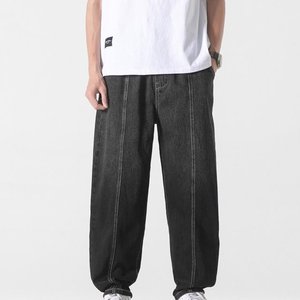 Pantalones vaqueros negros y grises para hombre, pantalones vaqueros rectos negros y azules oscuros de otoño para hombre, pantalones vaqueros clásicos de algodón elástico, talla 40 42 44 - Product Image 1
