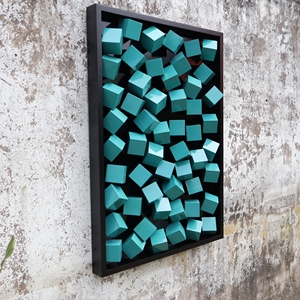 งานฝีมือไม้ 3 มิติ หรูหราทันสมัย รูปทรงสี่เหลี่ยมผืนผ้า ศิลปะติดผนัง โมเสกไม้แท้ สีเขียว ภาพนิ่ง ปรับแต่งได้ สไตล์อาร์ตเดโค สำหรับงานแต่งงาน - Product Image 1