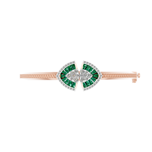 14k Gold <b>Fine</b> Luxury <b>Bangle</b> with Emerald and Natural Diamond Wedding Occasion Jewelry for Women OEM ODM Manufacturer in India - Product Image 3