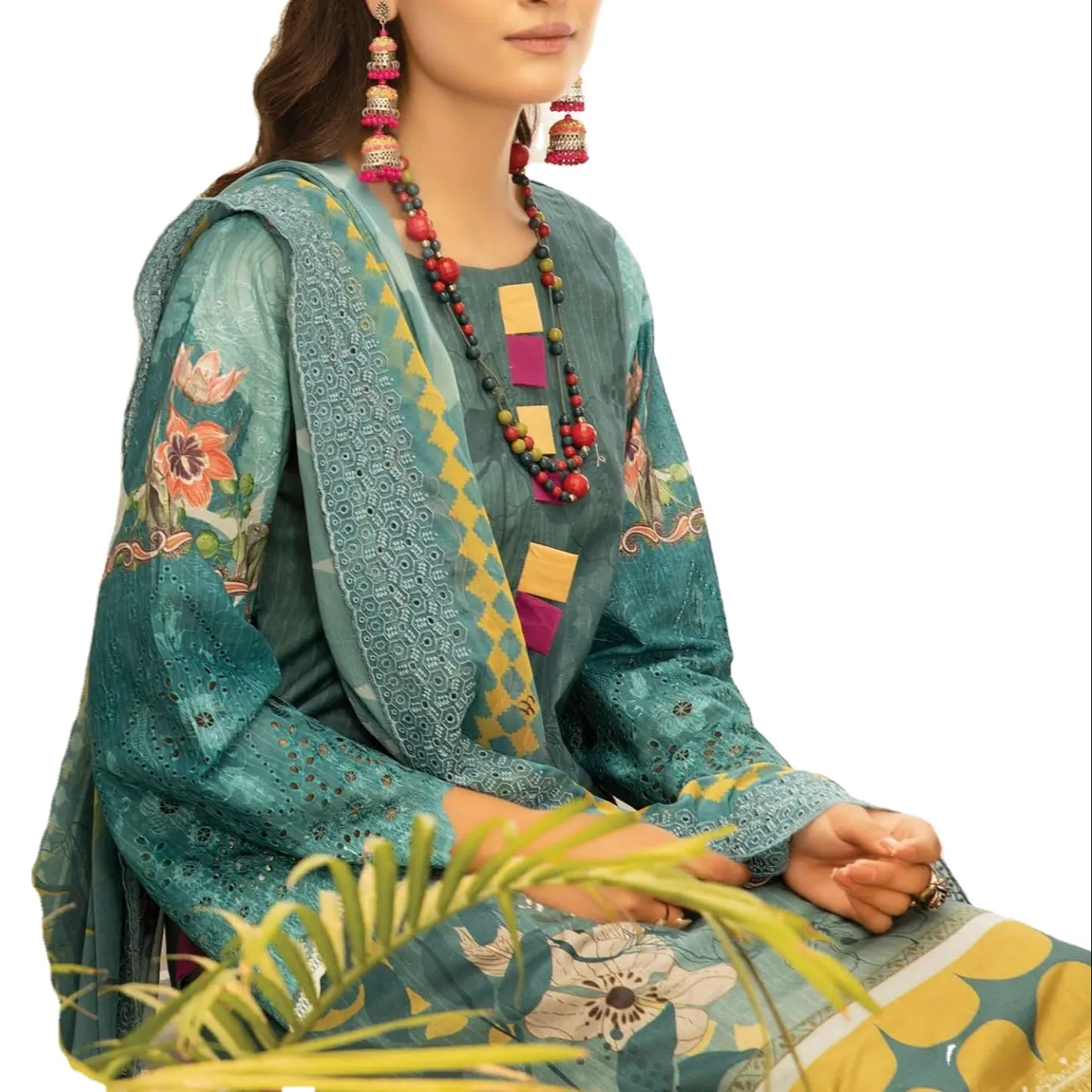 India Artikel Baru Pakistan Gaun Wanita Gaun Punjabi Salwar Kameez Lawn Kurti Pesta Memakai Gaun Pengantin