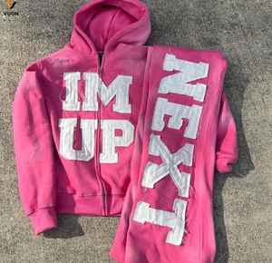 ชุดวอร์มผู้หญิงชุดวอร์มเสื้อครอปฮู้ดฟอกสีกรด - Product Image 5