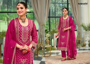 ชุดซอลวาร์ผู้หญิงผ้าโปร่งบางปักลายแฟชั่นผู้ผลิตจาก Surat ราคาขายส่ง - Product Image 4