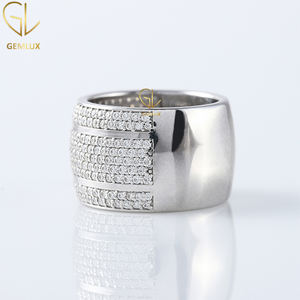 แหวนทองคำแท้18K สำหรับผู้ชายแหวนทองทรงกลมประดับเพชรทันสมัยสำหรับเป็นของขวัญวงฮิปฮอปแบบกว้างครึ่งนิรันดร์ - Product Image 4