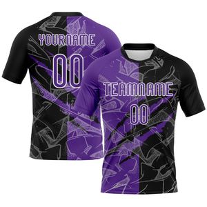 Uniforme de fabricante de ropa deportiva, venta al por mayor, patrón de grafiti personalizado, camiseta de uniforme de voleibol con sublimación de arañazos morado y negro - Product Image 1