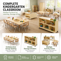 Ensemble de meubles de garderie Montessori en bois avec tables et chaises pour les classes de maternelle, de crèche et de jardin d'enfants