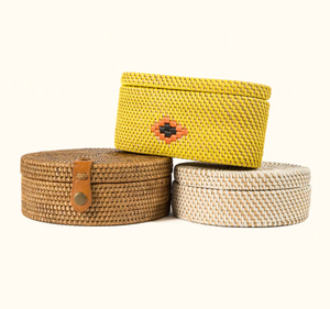 Panier de rangement en rotin jaune simple et écologique Sisu Handicraft avec poignée, multi-usages pour l'utilisation alimentaire - Product Image 2