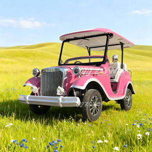 Coche Eléctrico Rosa para Adultos de 4 Ruedas, Vehículo Clásico Retro Vintage con Cinturón de Seguridad, Luces LED, Funciona con Batería, para Turismo - Product Image 2