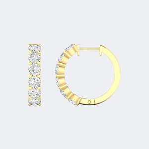 Pendientes de Aro Huggie con Diamantes Redondos de 1.00CTW, Oro de 14k, Cultivados en Laboratorio, Color D, VVS, Joyería Minimalista Pequeña para Mujer - Product Image 4
