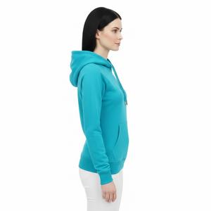 Sweat à capuche bleu cyan vierge pour impression, qualité supérieure, en molleton, pull-over tendance pour femme, streetwear, sweat-shirt en coton haute densité - Product Image 3