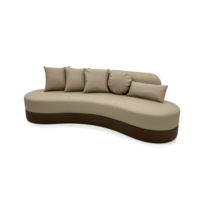 Sofá de Cuero Curvo Minimalista Moderno, Sofá Curvo Bicolor con Cojines Decorativos para Recepción y Salón