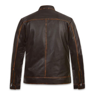 Chaqueta de cuero para hombre, precio al por mayor, chaquetas de cuero genuino, chaqueta de motorista de piel de vaca de alta calidad para hombre - Product Image 2