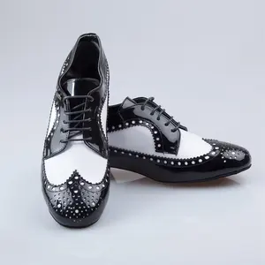 حذاء رجالي أسود كلاسيكي من الجلد الناعم للرقص الصالصا والتانغو حذاء للرقص العصري/التانغو/حذاء للرقص الراقص/الحذاء للرقص اللاتيني