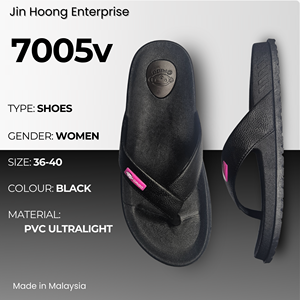 Sandales tongs pour femmes @migo 7005v noires, confortables, légères, respirantes, semelle antidérapante, résistantes à l'eau, talon de 2 cm, fabriquées en Malaisie - Product Image 1