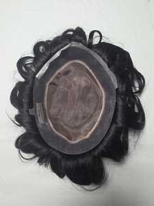 Prothèse capillaire bouclée pour homme en cheveux humains mono-base australiens - Cheveux Remy bruts d'Alibaba - Product Image 6