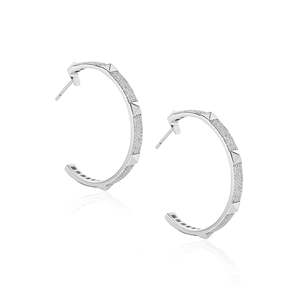 Boucles d'oreilles en diamant, créoles en argent - Product Image 2