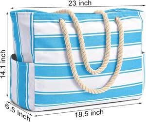 Grand sac de plage pour femme, couleur unie, imperméable, avec fermeture éclair, résistant au sable, pour la natation et la piscine - Product Image 3
