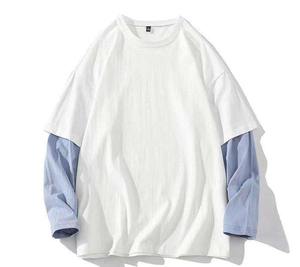 T-shirt unisexe à manches courtes respirant de style nouveau, surdimensionné, double couche, 100% coton tricoté, 220g, pour hommes - Product Image 2