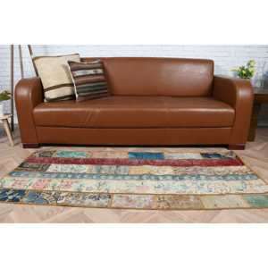 Alfombra Turca, Alfombra Vintage de 2.3x5.6 pies, Alfombra de Lana con Diseño a Cuadros Azules - Product Image 3