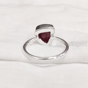 Bijoux en pierre brute Bague pour femme Pierre précieuse rubis brut naturel Pierre de naissance de juillet Bague simple Bijoux de déclaration Bague en argent sterling 925 - Product Image 6