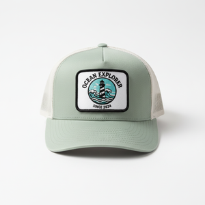 Wholesale Custom Logo Mesh Trucker Hat Outdoor Sports 2026 Anchor Design Sage Green Adjustable <b>Snapback</b> <b>Caps</b> - Product Image 2
